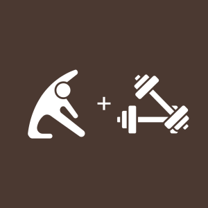 Icône combinée Pilates et Musculation avec silhouette et haltères, visuel premium HPO pour l’abonnement Combiné.